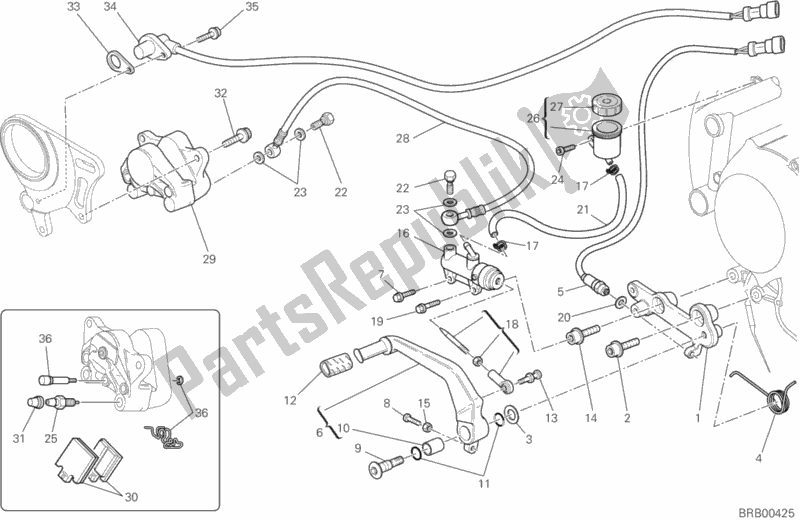 Alle onderdelen voor de Achter Remsysteem van de Ducati Superbike 848 EVO Corse SE 2013